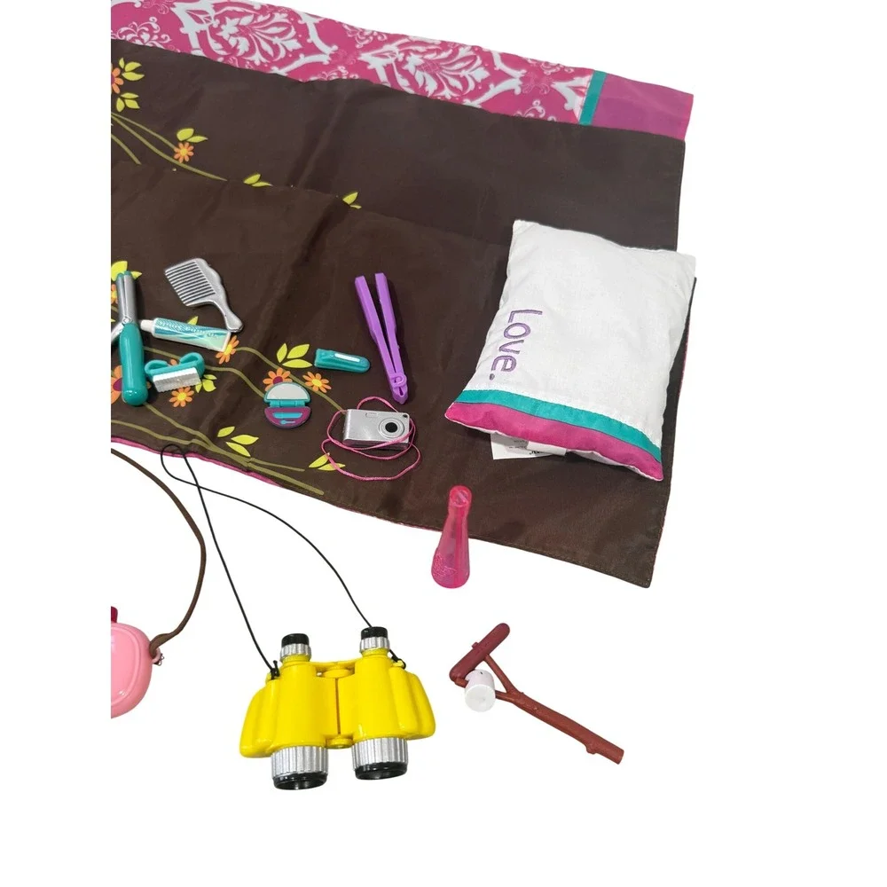 Our Generation Doll Camping Accessories Sleeping Bag Lantern Binoculars Lot